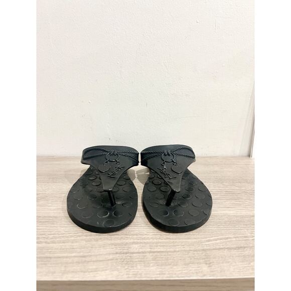 Yves Saint Laurent Rubber Slip On Thong Flip Flop Sandals Black Women's Size 7 - Picture 2 of 6